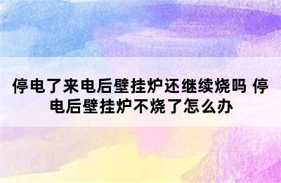 停电了来电后壁挂炉还继续烧吗 停电后壁挂炉不烧了怎么办